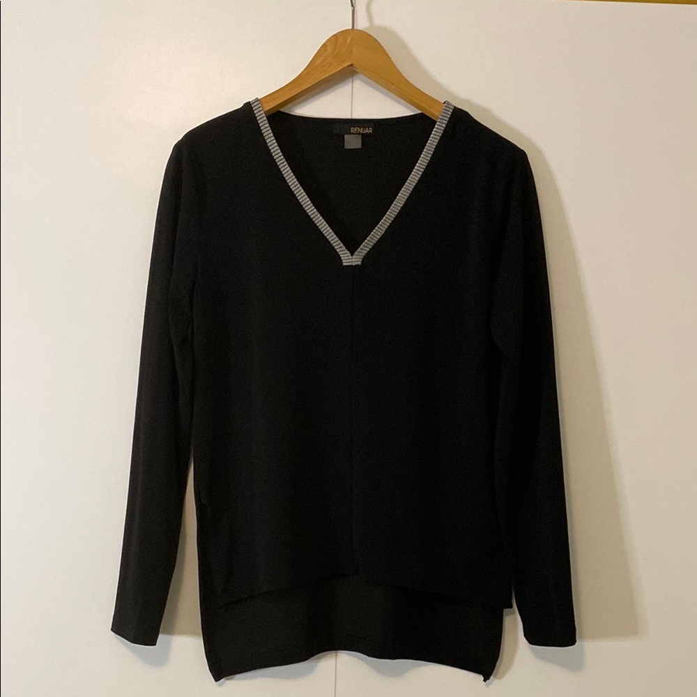 Simplistic quiet luxury soft black sweater by RENAUR.
